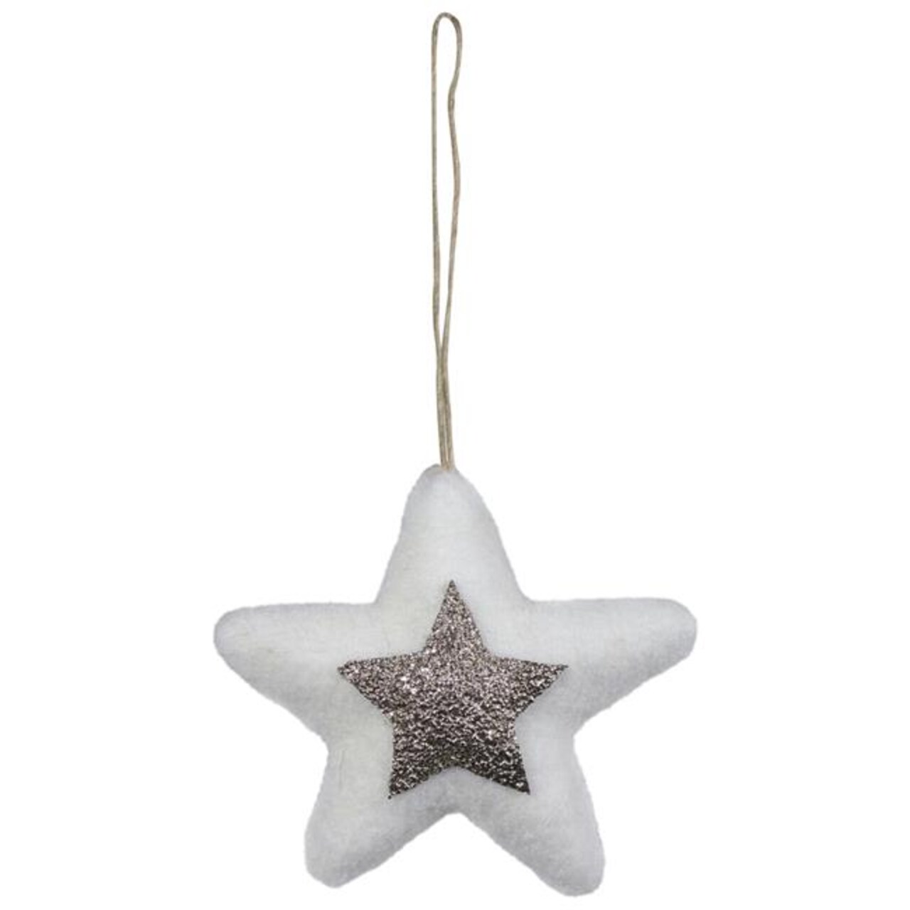 NorthLight 34300517 3.75 in. Star Hanging Christmas Ornament, White &#x26; Silver